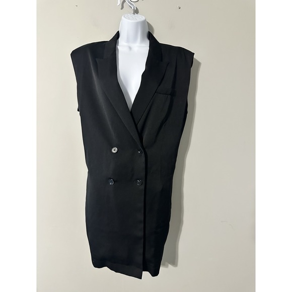 Commense Jackets & Blazers - COMMENSE Long Double-Breasted Sleeveless Vest Blazer Jacket Black Size XL